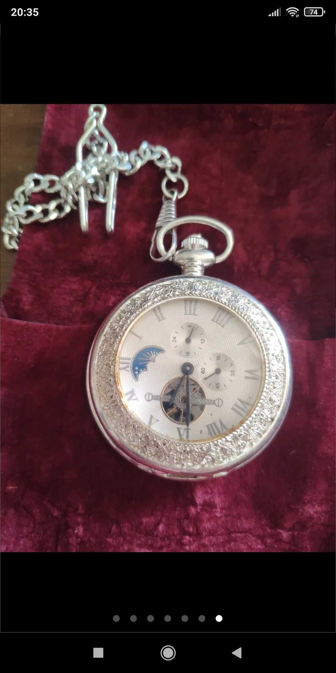 Relógio de bolso antigo banhado a prata