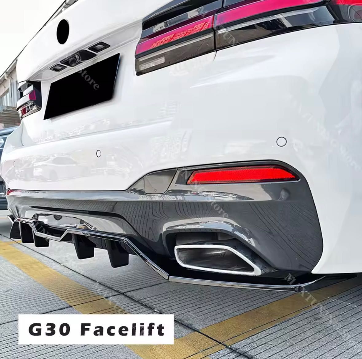 Диффузор на задний бампер BMW G30 накладка бампера юбка губа БМВ Г30