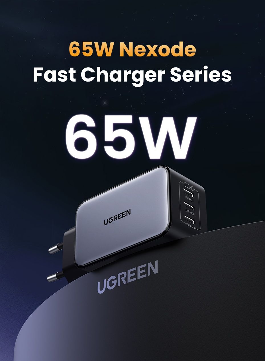 Ugreen GaN 65W X556 Nexode Fast charger Швидка зарядка зарядн