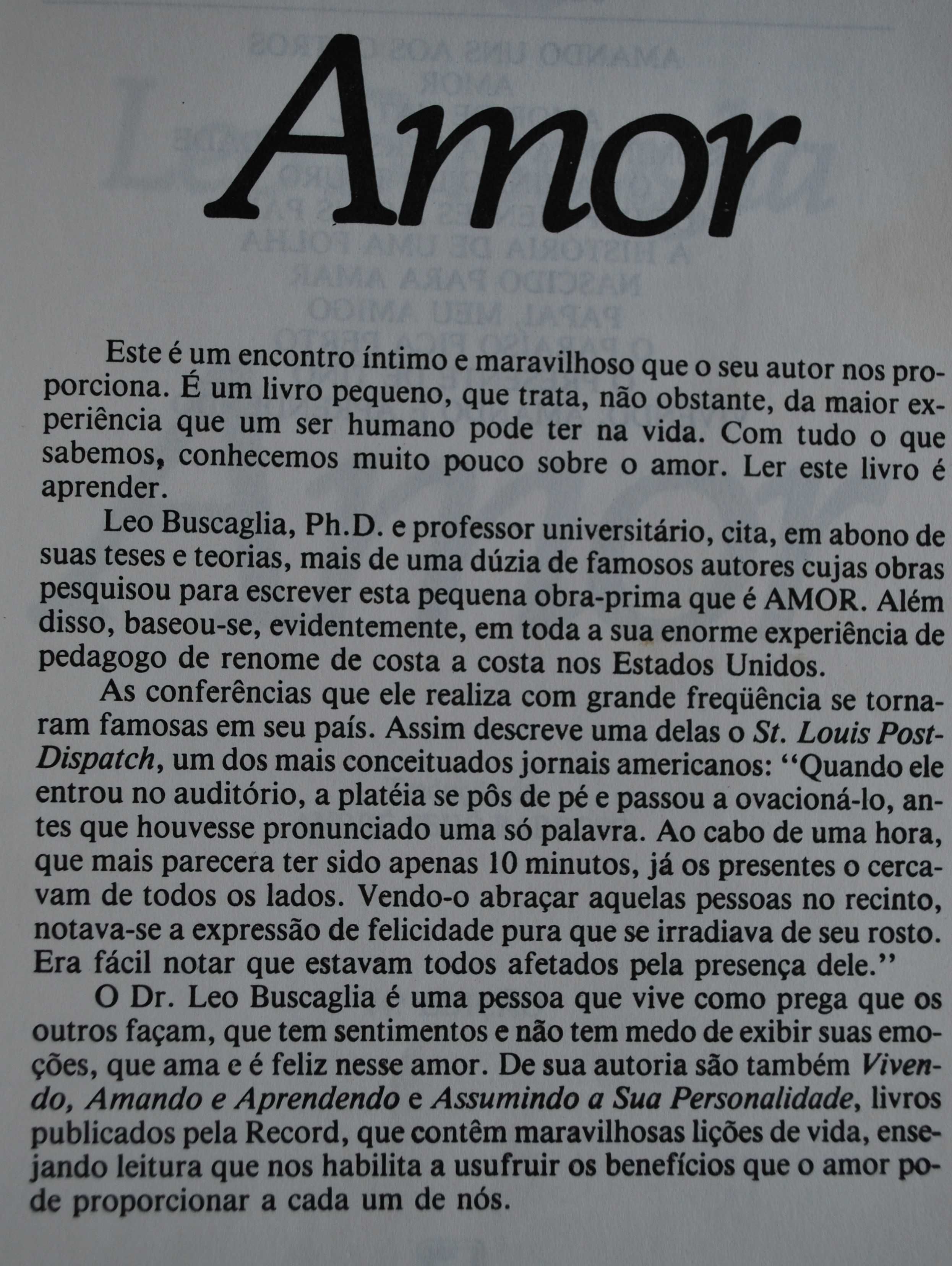 Amor Um Livro Maravilhoso Sobre A Maior Experiência da Vida