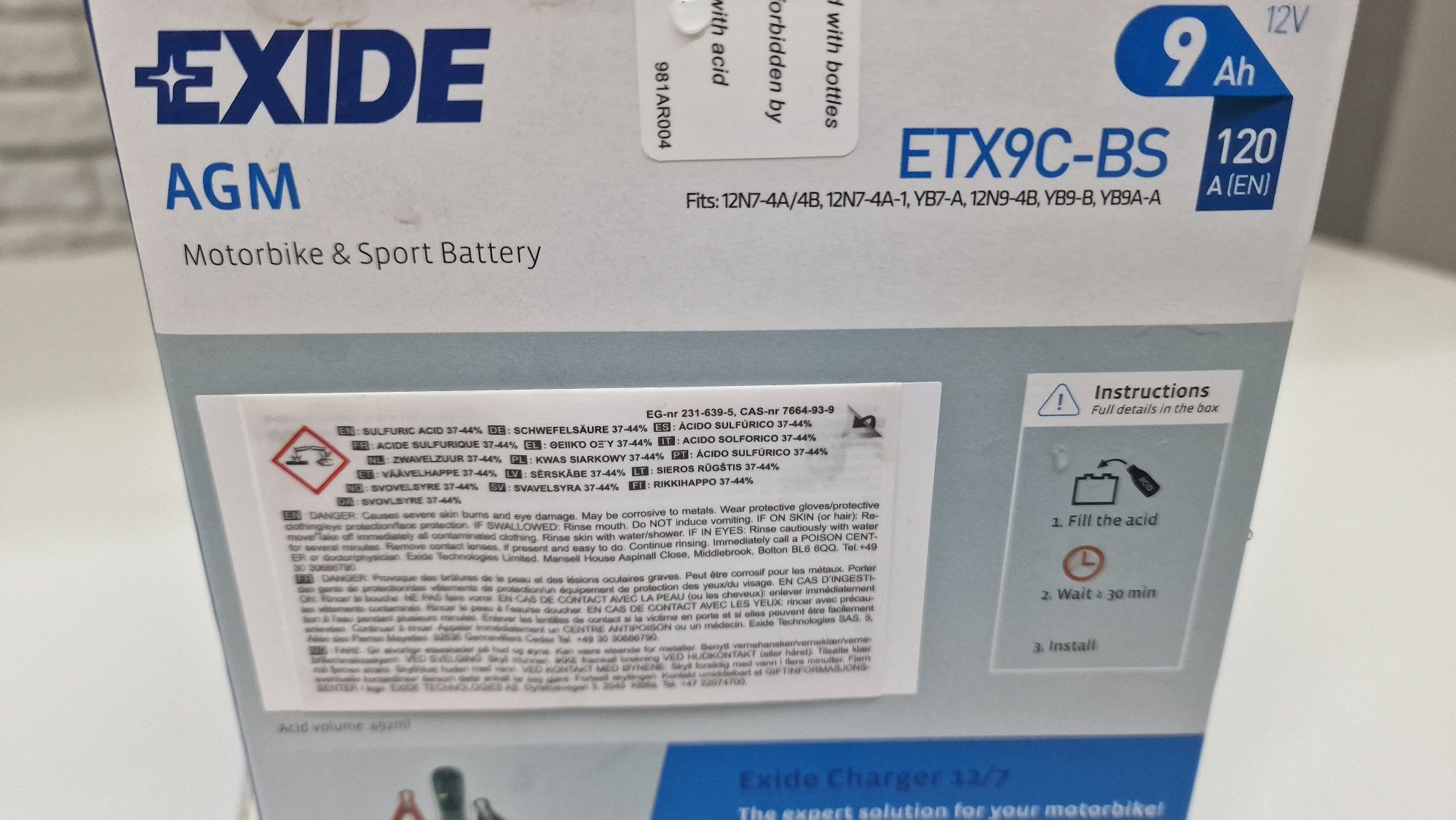 Akumulator Exide AGM ETX9C-BS 12V 120A