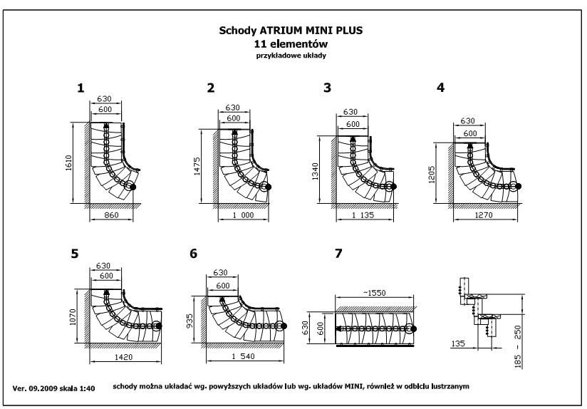 Schody modułowe Atrium Mini Plus 11 elementów; stopnie buk naturalny
