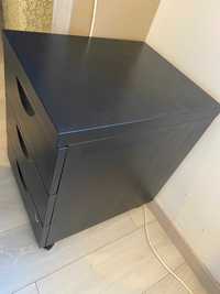 szafka biurowa na kółkach metalowa czarna - trzy szuflady