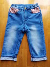 Spodenki jeansowe 3/4, miękki jeans, rozm 140