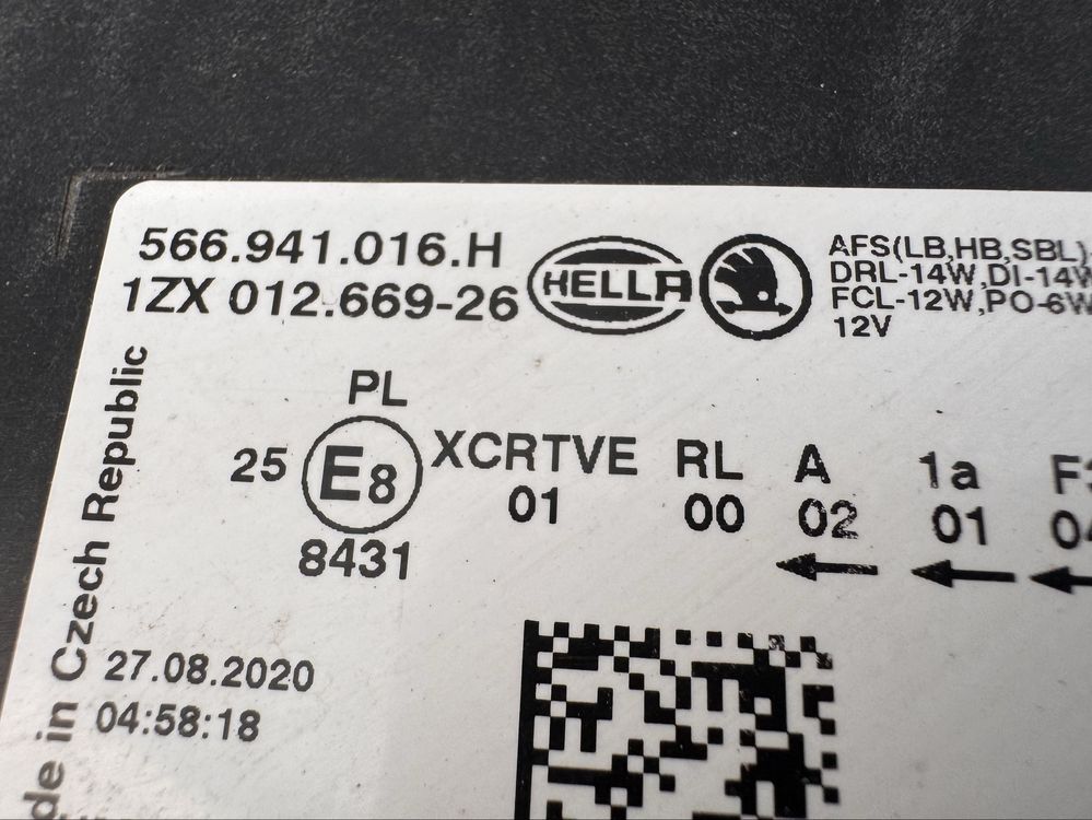 Skoda Kodiaq prawa lampa full led