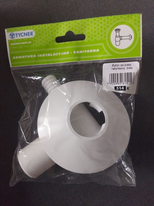 Syfon natynkowy do odpływu pralki redukcyjne podłączenie węża zapachy
