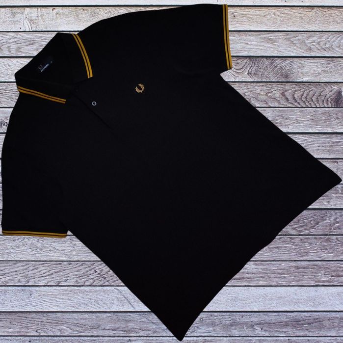 Поло Fred Perry dark black and yellow casual (Розмір L-XL)
