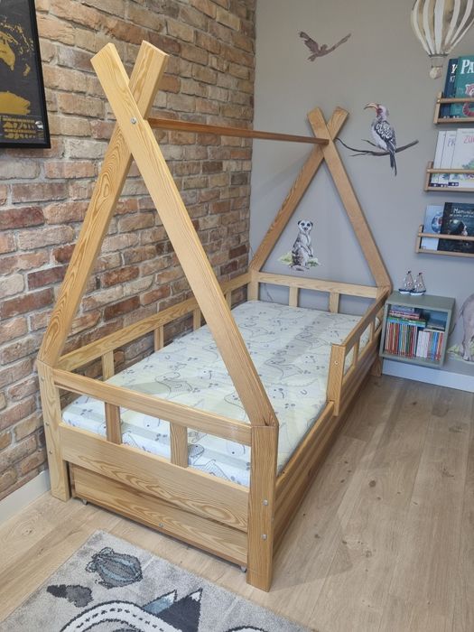 Łóżko dzieciece drewniane Tipi domek 180x90cm