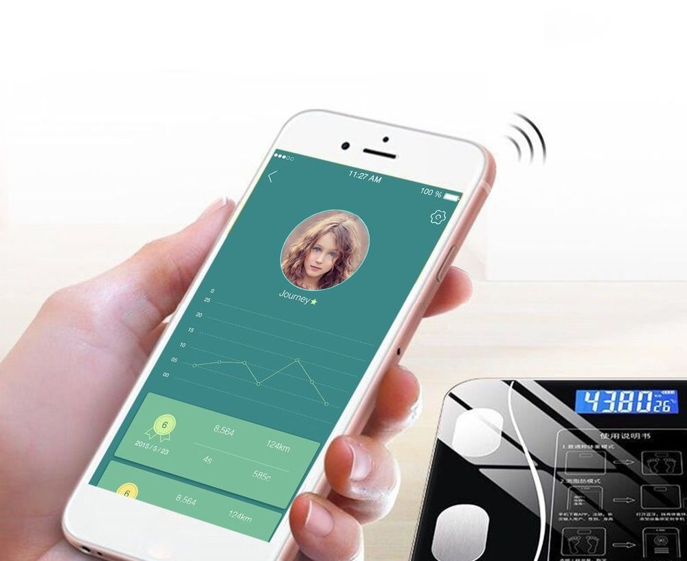 Підлогові розумні фітнес-ваги Bluetooth до 180 кг А-8003, Смарт ваги з