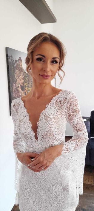Suknia ślubna syrena, rybka w stylu Boho.