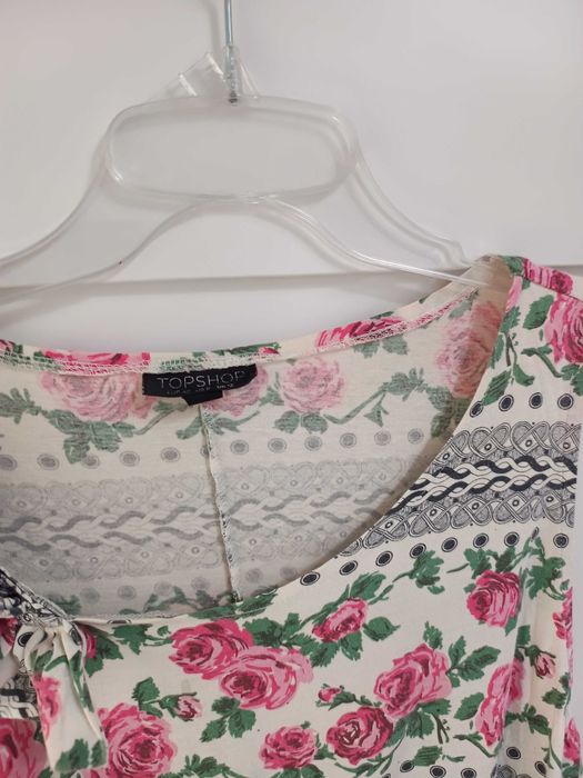 biała bawełniana bluzka sukienka tunika z bawełny bawełna w kwiaty 40l