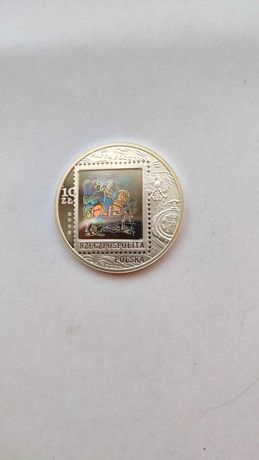 Moneta kolekcjonerska 10 złotych 450 lat Poczty Polskiej