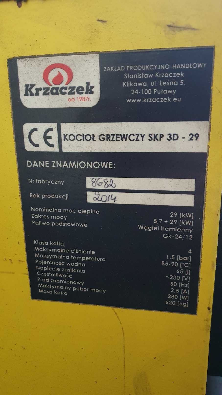 Kocioł piec Krzaczek SKP 3D 29kW na części
