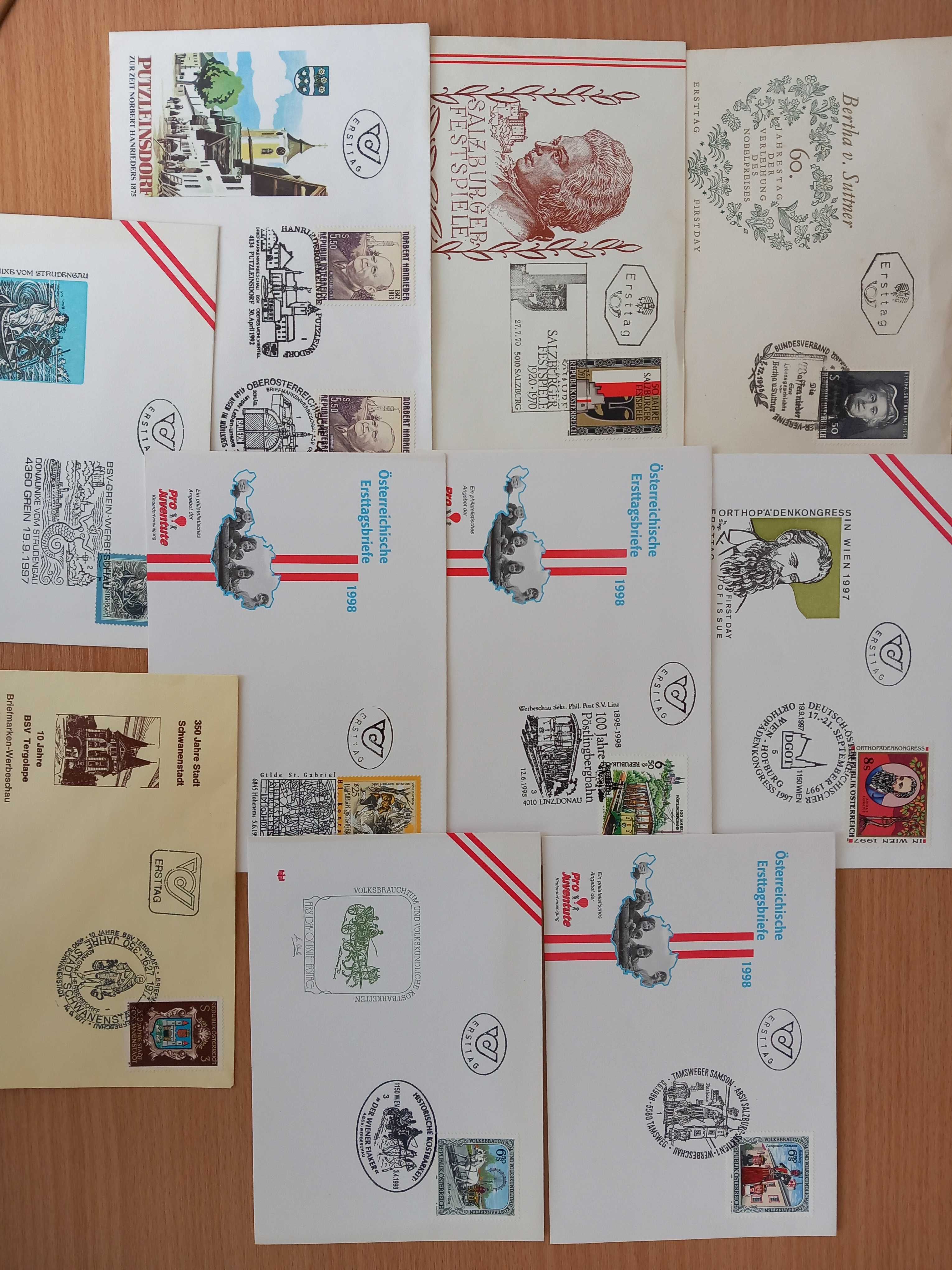 Koperty FDC 50x Austria, 50x Francja