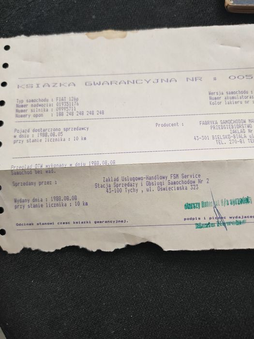 Fiat 126p instrukcja obsługi+ książka gwarancyjna