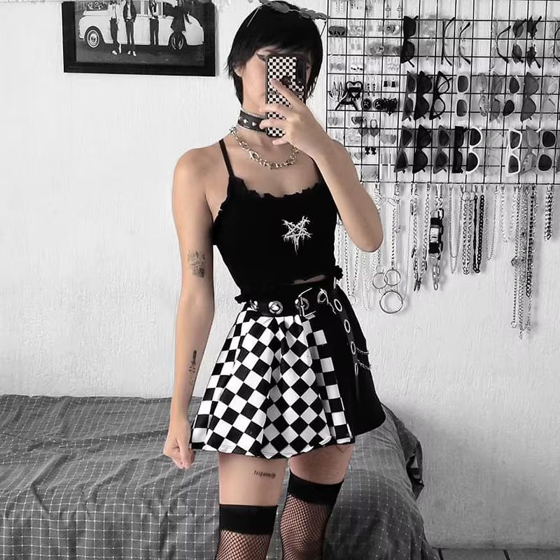 Sexy plisowana spódniczka w kratkę rock punk emo goth - S