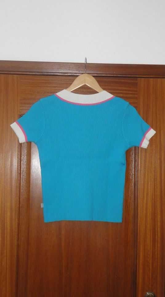 Blusa canelada de senhora azul clara Sico