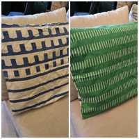 Poszewka poduszki poduszka powłoczka zielona w paski wzory do salonu
