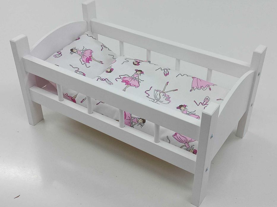 ŁÓŻECZKO dla lalki BOBAS. BIAŁE drewniane DUŻE