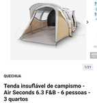 Tenda quechua 6.3 f&b 6 pessoas, insuflável, 3 quartos sendo 1 desmont