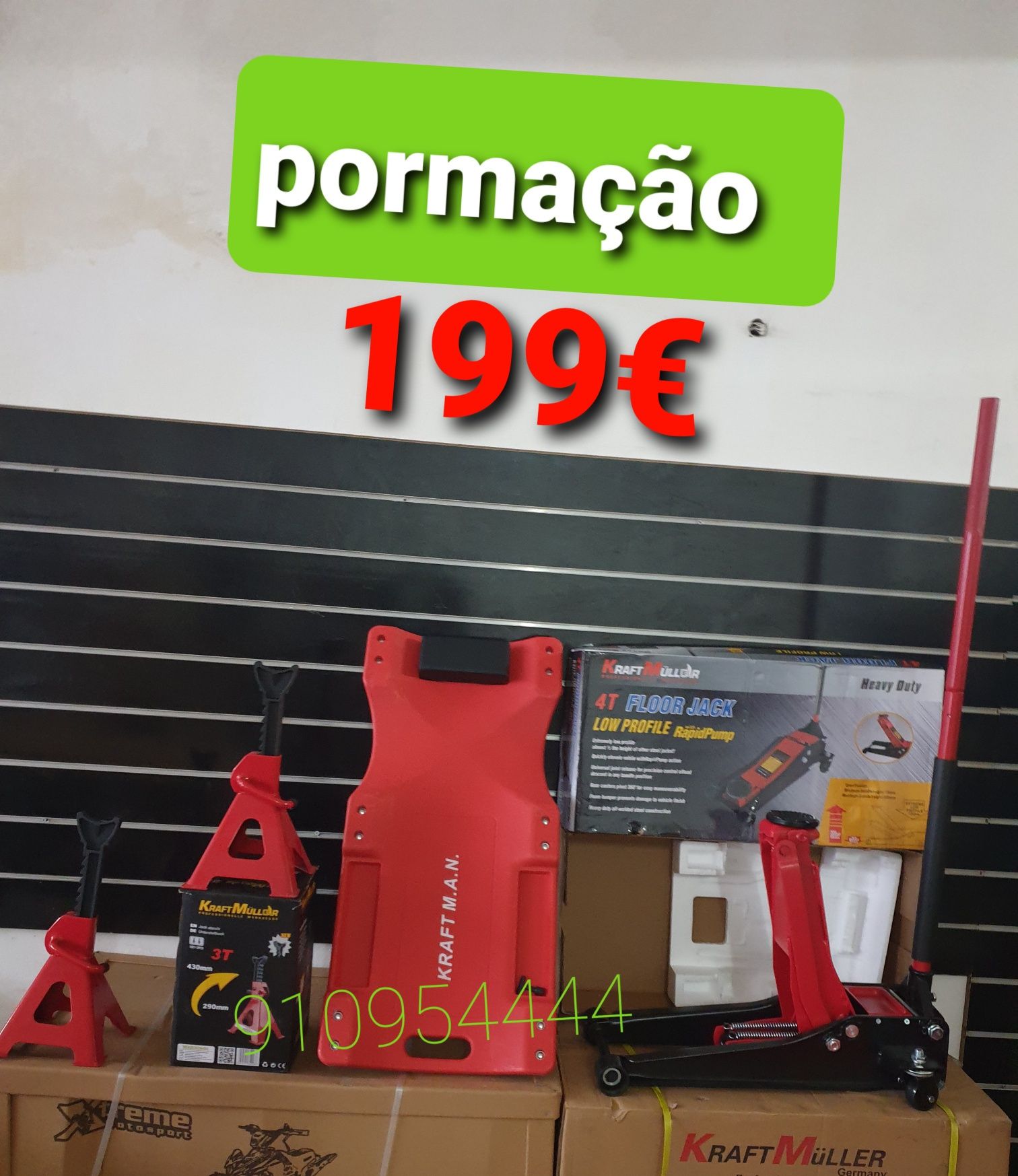 Promoção: macaco de 4 TON e preguiças de 3 TON e cama de mecânicos