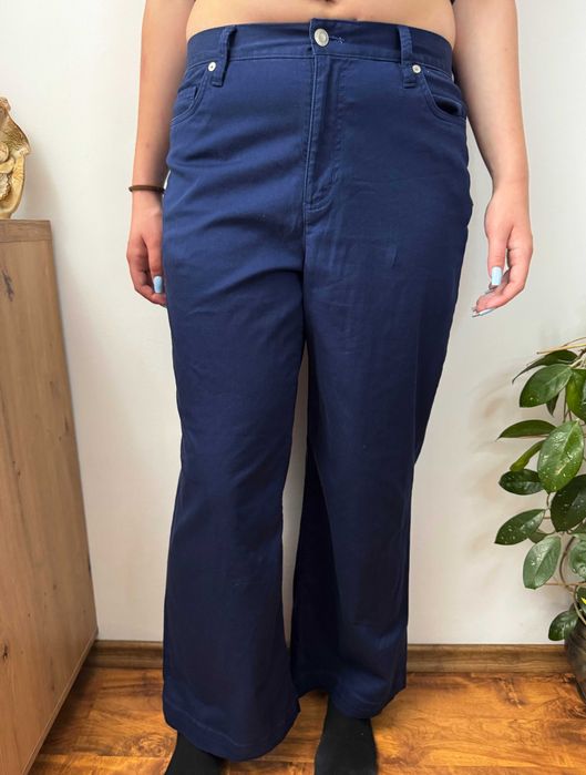 Spodnie materiałowe szerokie proste szwedy dzwony Lands End 42 XL