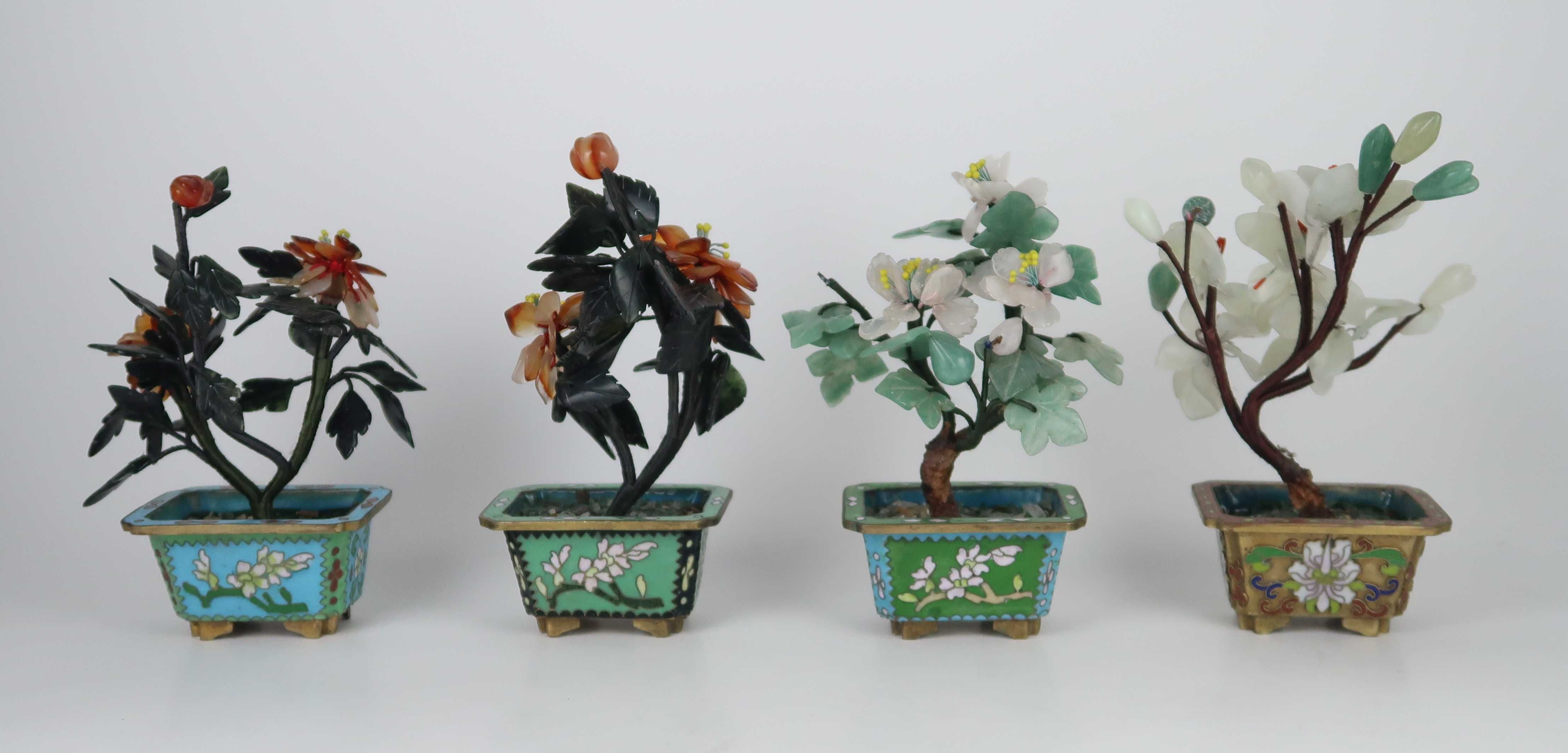 Conjunto de 4 Arvores Bonsai Cloisonné China