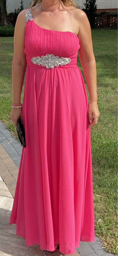 Flam mode S/ M różowa sukienka długa zwiewna wesele impreza studniówk