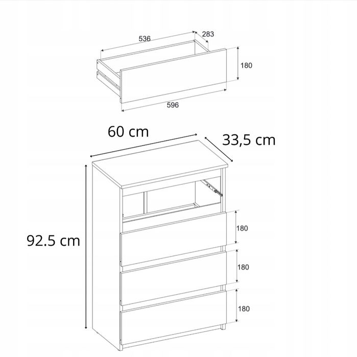 Biała komoda 4 szuflady
