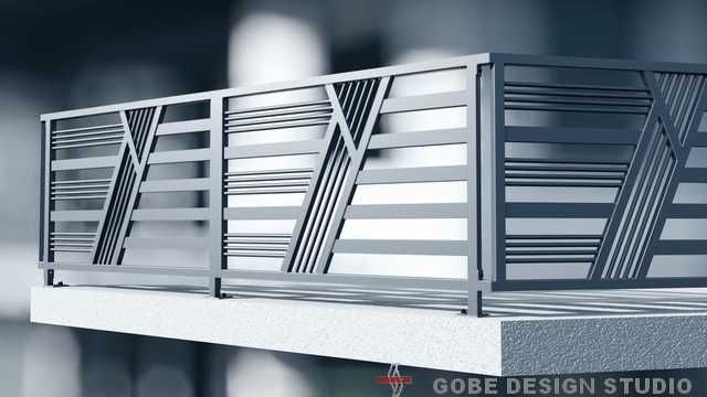 Balustrada na balkon prosty narożny wymiar 2mx1m Gobe Design Studio