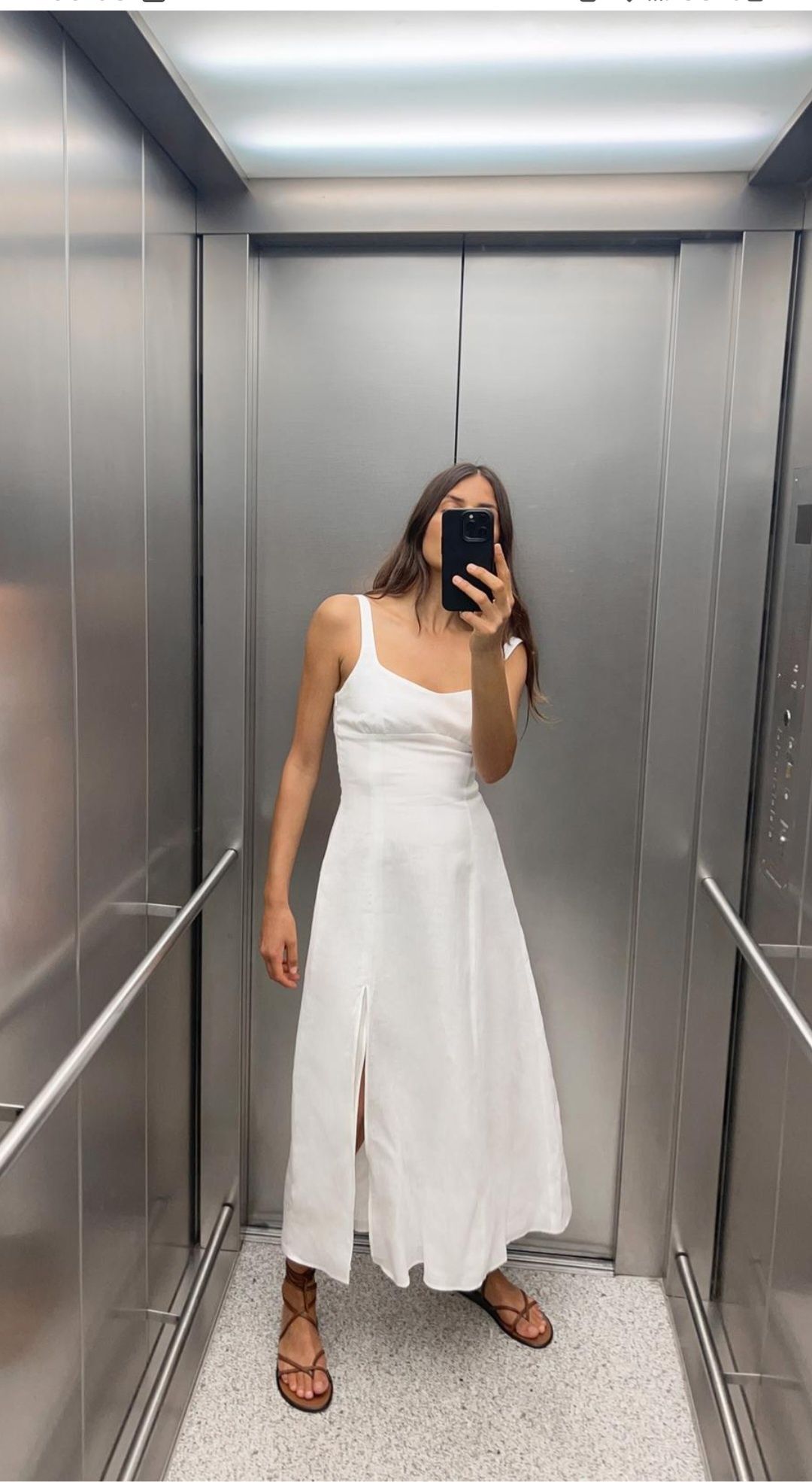 Платье Zara р Л белое лён сарафан