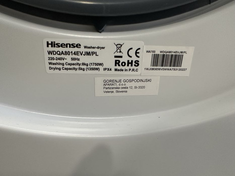 Hisense вузенька 2в1 з сушкою 8/5 кг пральна машина, машинка
