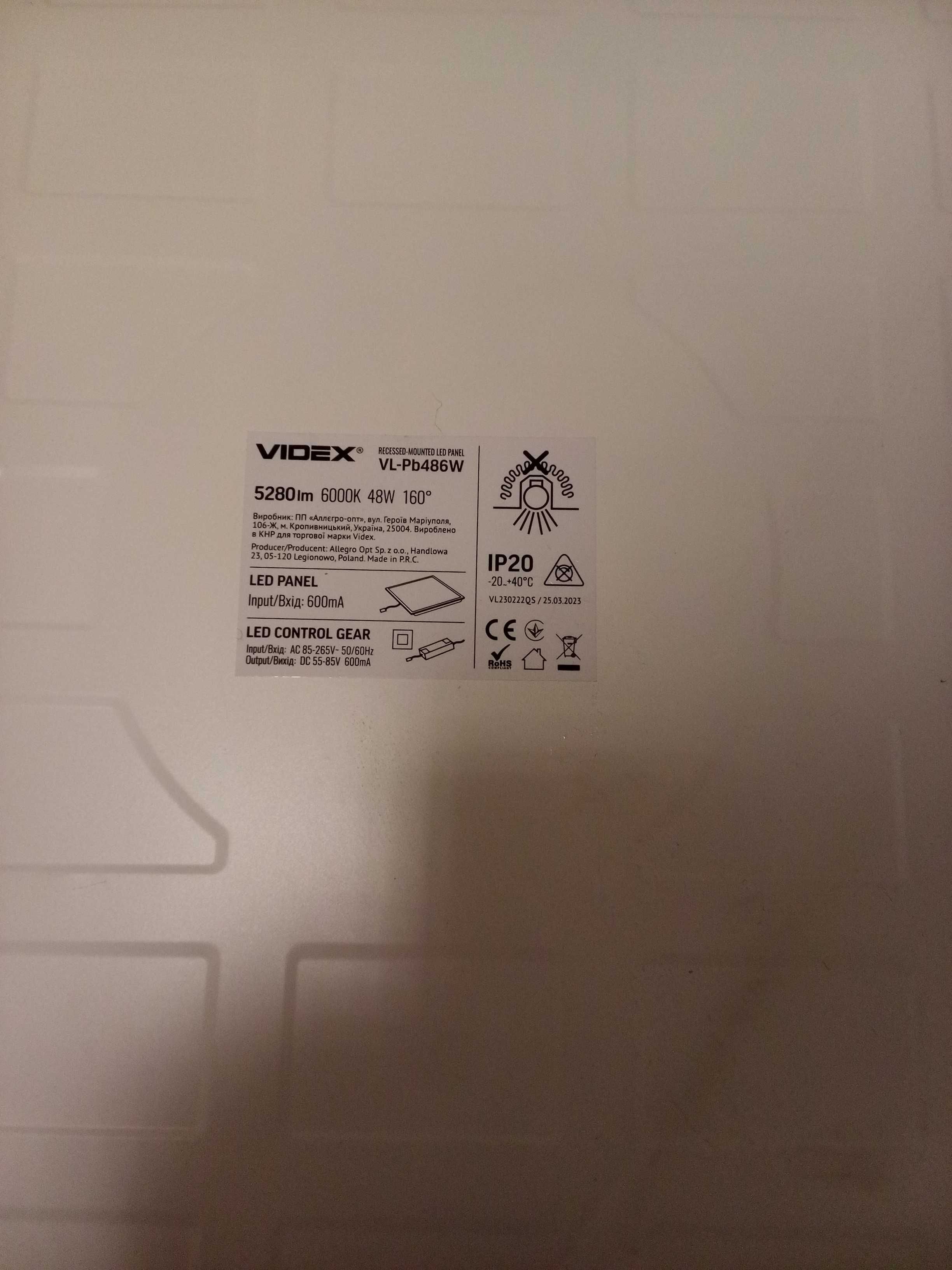 LED панель videx vl-pb486w