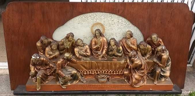 Quadro antigo com representação da Última Ceia de Cristo