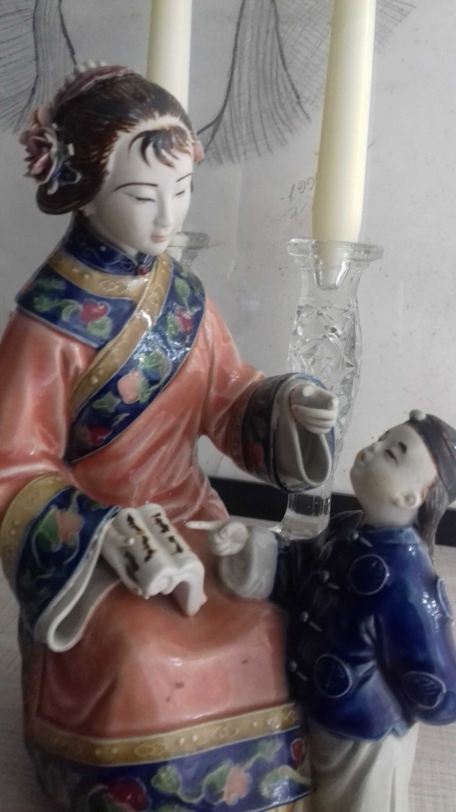 Figurka porcelana gejsza Japonia china