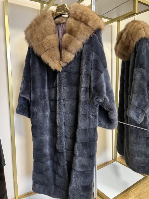 Роскошная шуба норковая  кимоно с соболем