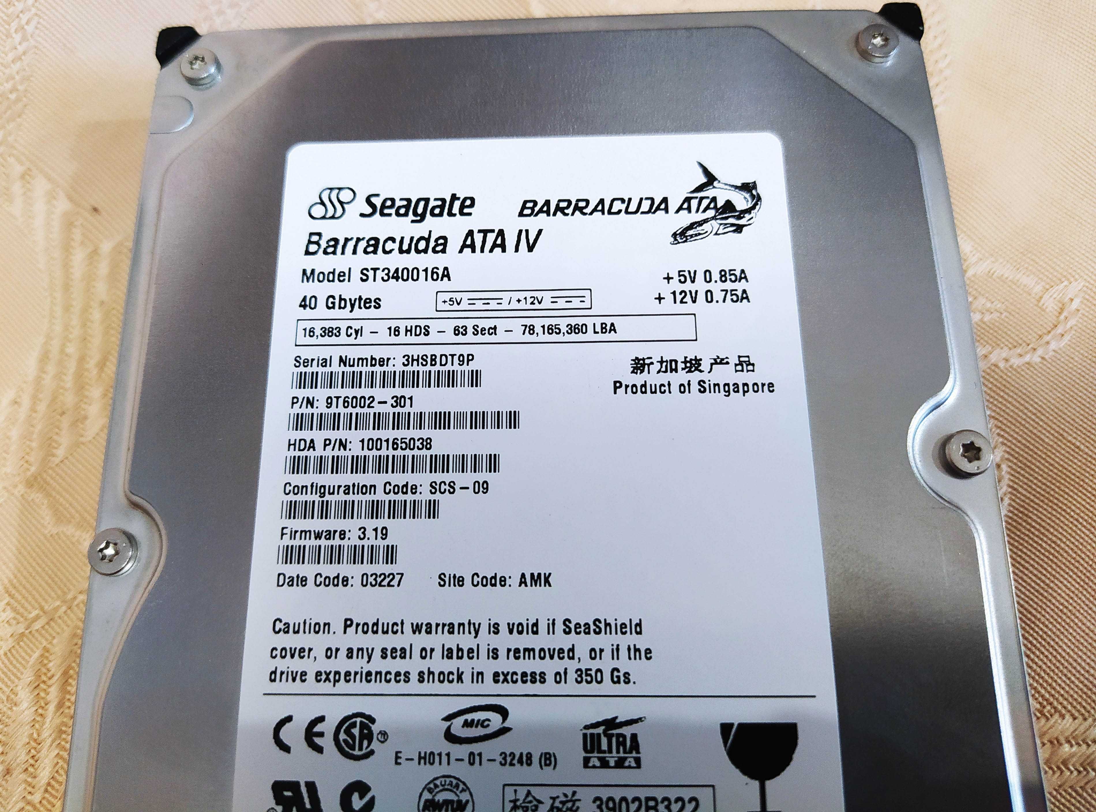 Жесткий диск Seagate Barracuda ATA IV ST340016A 40GB IDE HDD 3.5