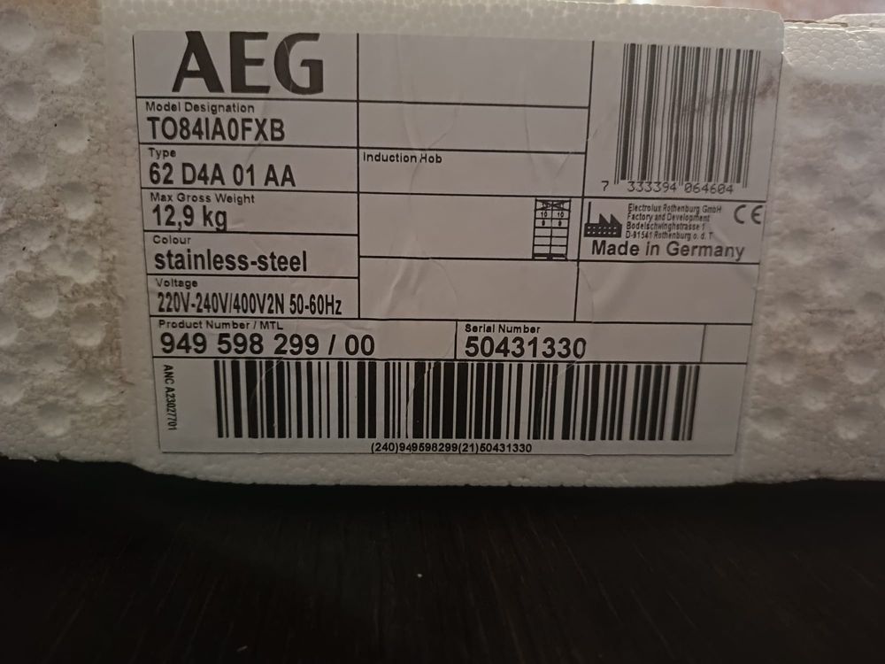 Płyta indukcyjna AEG Nowa