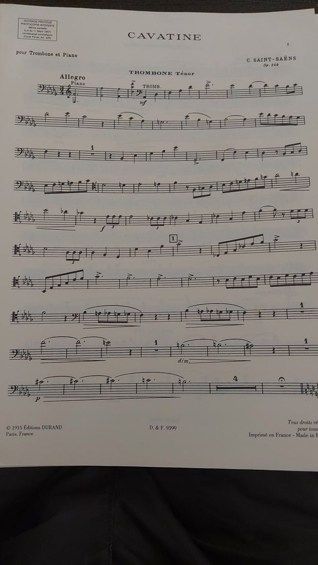 Cavatine para trombone e piano