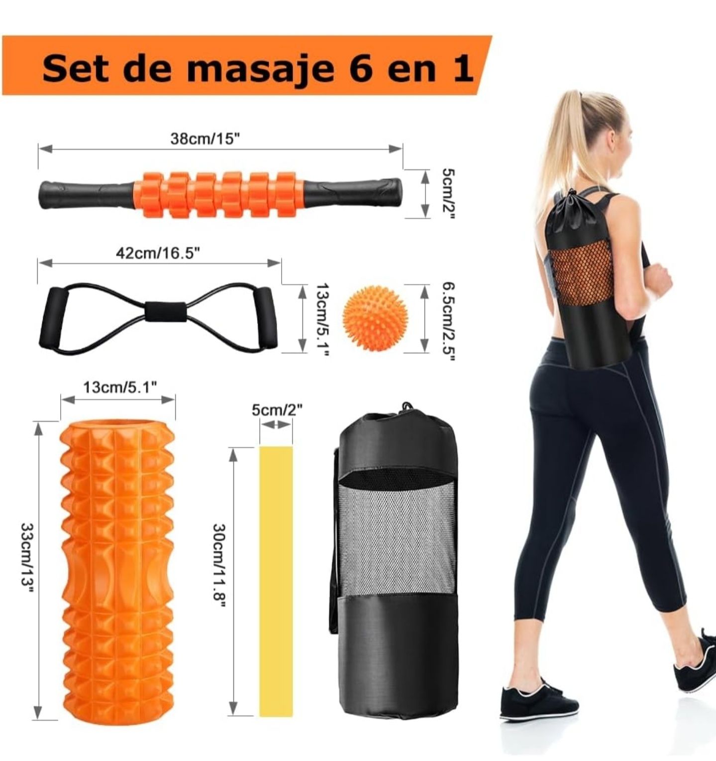 Rolo de massagem muscular 6 em 1