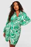 Sukienka Satynowa Zebra Kopertowa Z Kołnierzykiem Mini Boohoo 3Xl