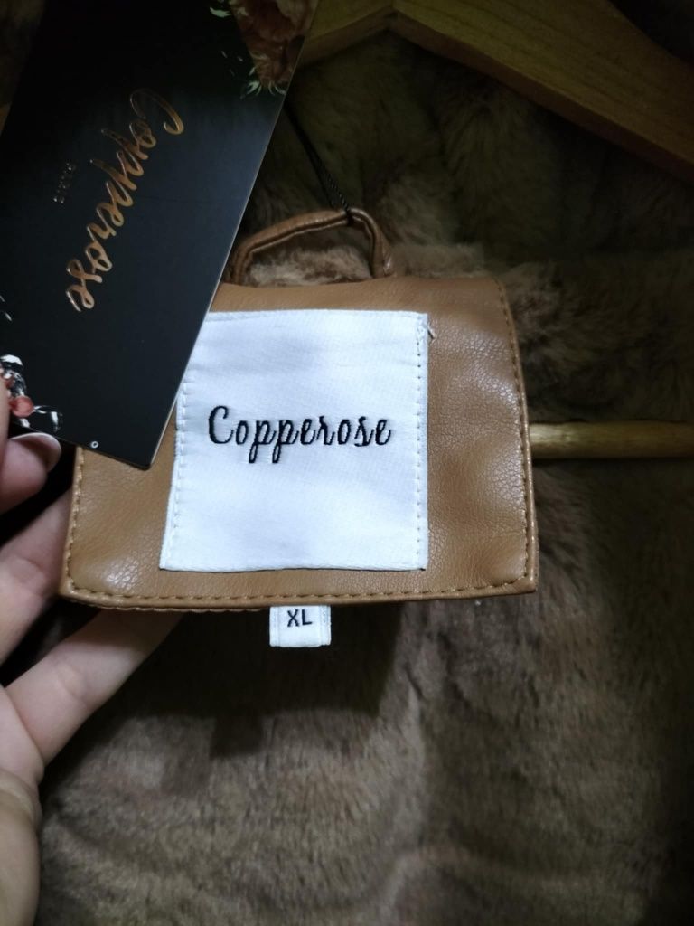 Cudna kurtka futro Xl pachy 60x2 Camel skóra eko