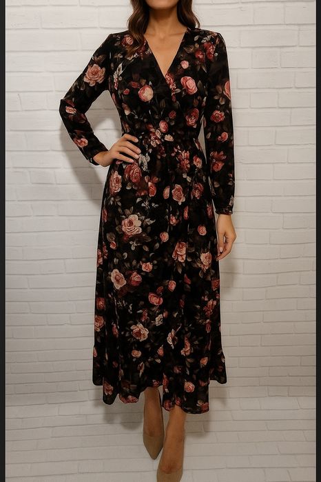 Nowa sukienka maxi Włoska w kwiaty butik