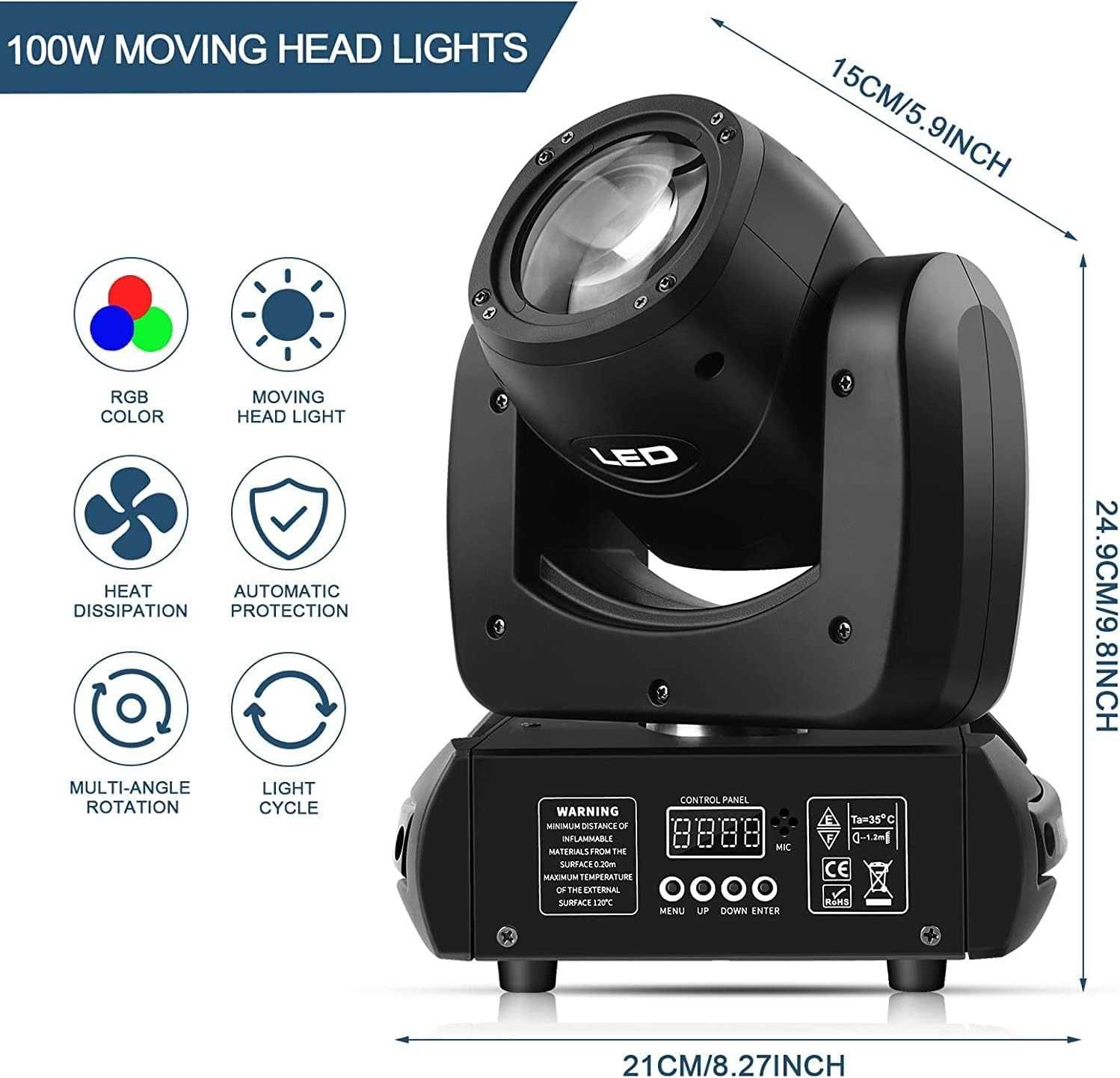 UKing Movil Head LED 100W DMX512