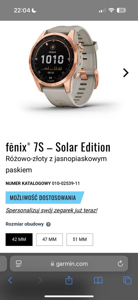 Zegarek Garmin Fenix 7s