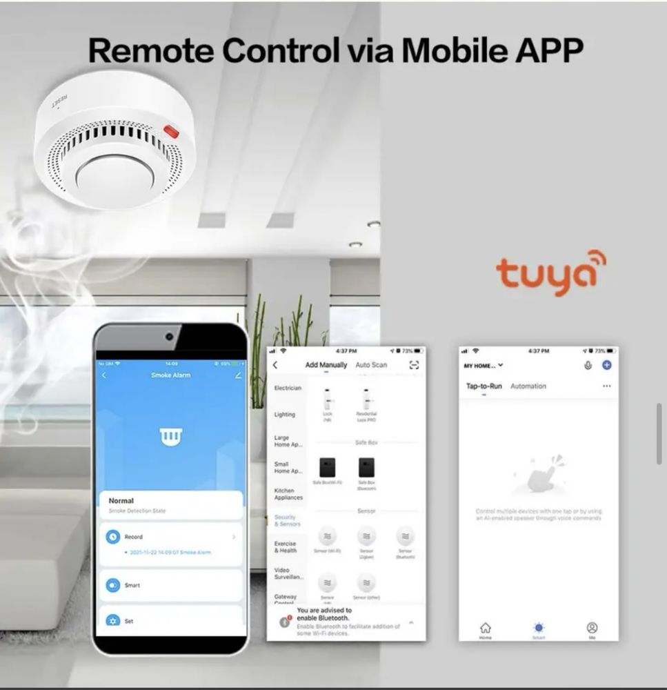 Czujnik Dymu Alarm detektor WIFI Tuya Smartlife Inteligentny Dom