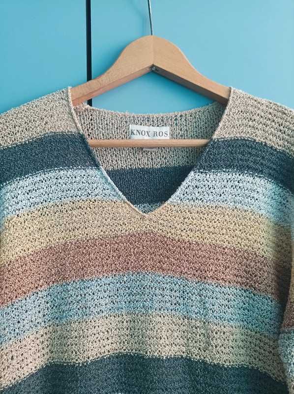 Knox Rose ażurowy sweter w kolorowe paski