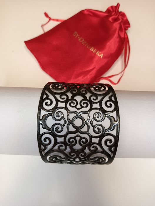 Zestaw biżuterii ze stali szlachetnej czarnej ażurowa bransoletka i sz