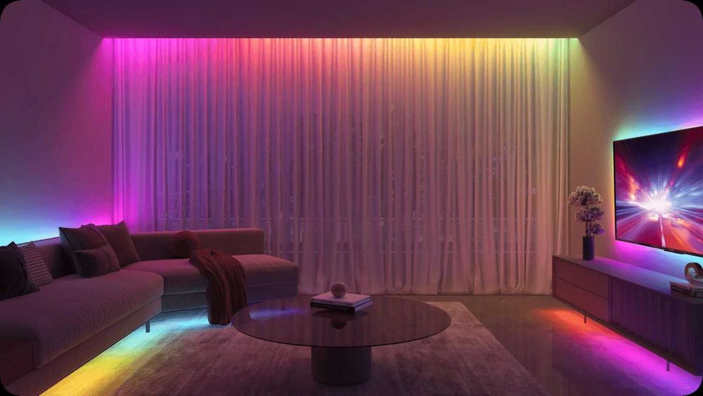 Світлодіодна лента неон 5 метрів RGB IC SMART пульт Д/У + Блок 220-12В