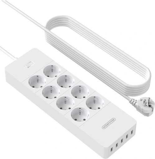 Listwa Zasilająca z USB C, Gniazdo z 8 Gniazdami (16A/4000W)